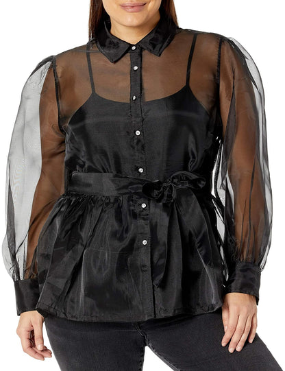 The Drop Camisa de Organza con Camisola Elástica para Mujer, por @shopdandy