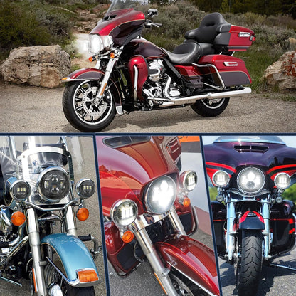 Nilight - Faros delanteros LED para motocicleta de 7 pulgadas, 4.5 pulgadas, kit auxiliar DOT compatible con Harley Davidson Electra Street Glide Fat Boy Road King Heritage Softail CVO, color negro