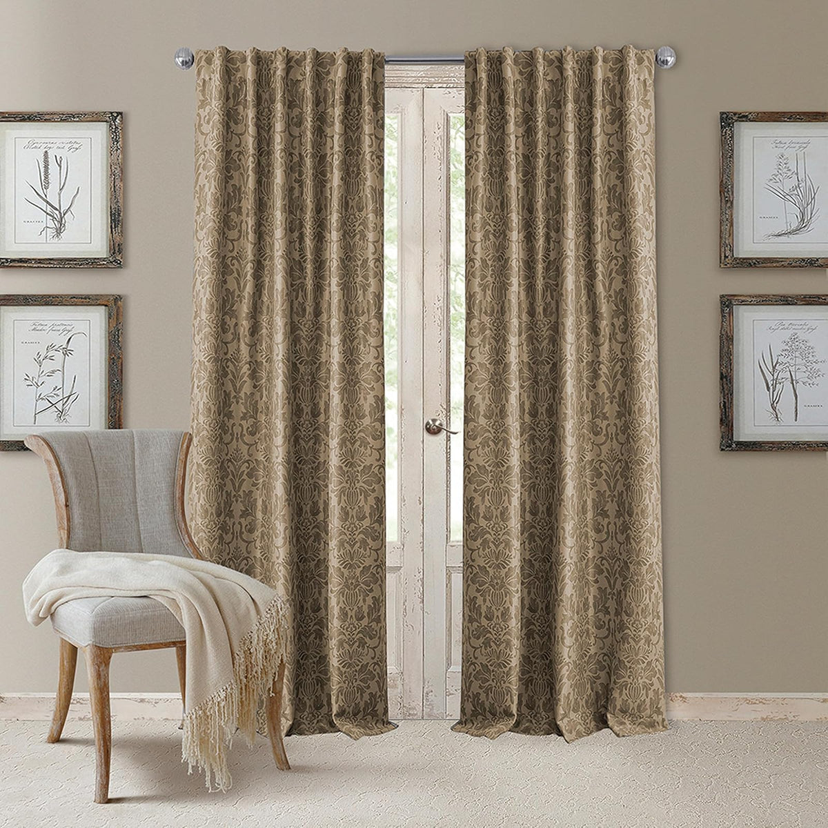 Elrene Home Fashions Cenefa de Cortina Antonia, Dorado Antiguo, 52 x 36 in - 132.1An x 241.3Al cm (1 Paneles) - Gris pardo