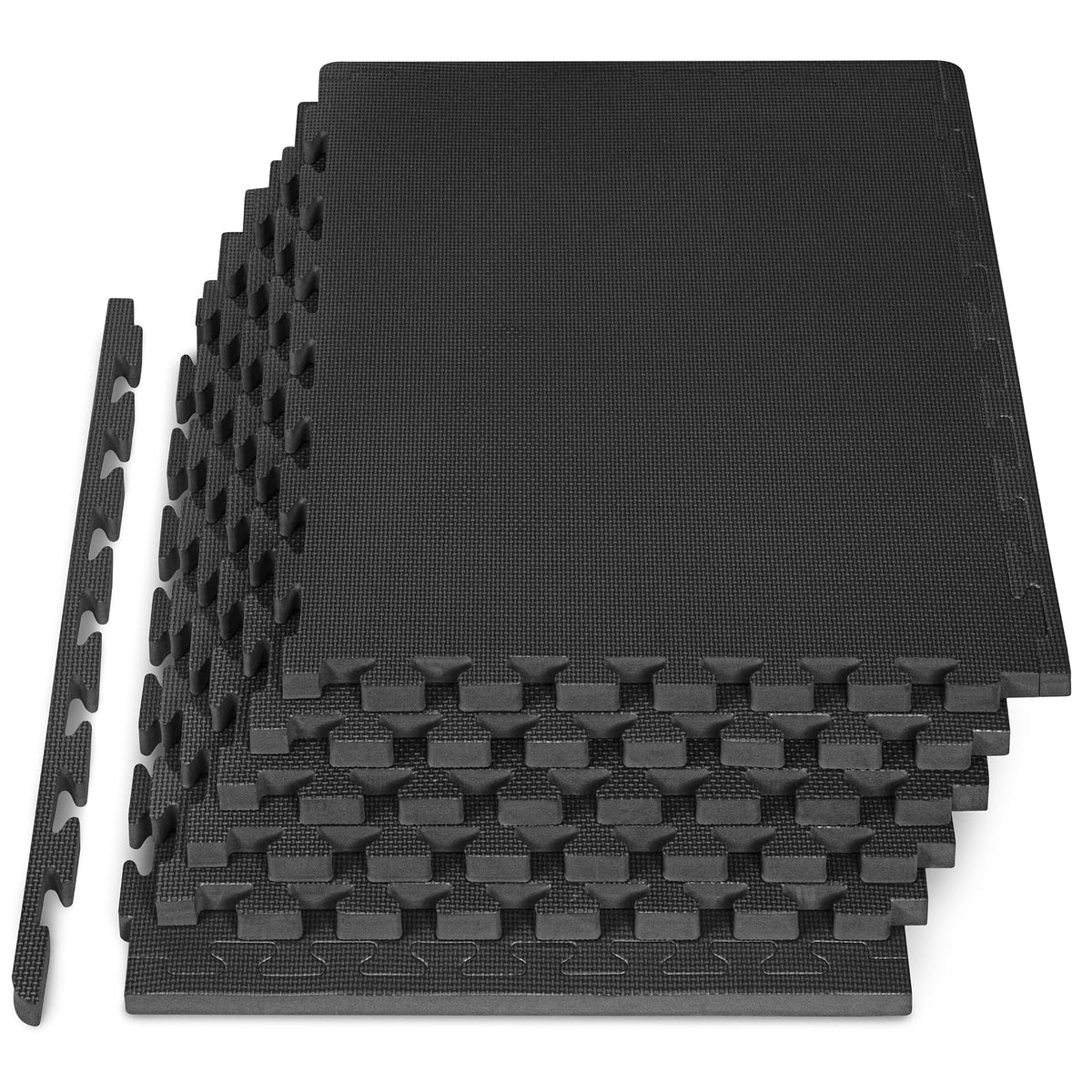 ProsourceFit Tapete de Ejercicio Rompecabezas de Espuma EVA - Black - 1 inch - 24 Sq Ft - 6 Tiles - 1" - 24 Sq Ft - 6 Tiles