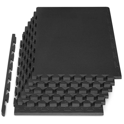 ProsourceFit Tapete de Ejercicio Rompecabezas de Espuma EVA - Black - 1 inch - 24 Sq Ft - 6 Tiles - 1" - 24 Sq Ft - 6 Tiles
