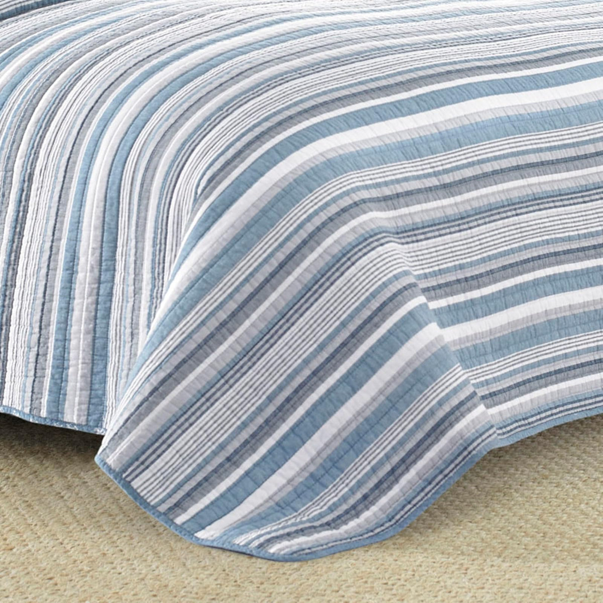 Nautica - Juego de edredón para Todas Las Estaciones de algodón con Funda a Juego, Ligero y Reversible, King, Color Gris Jettison/Azul y Blanco