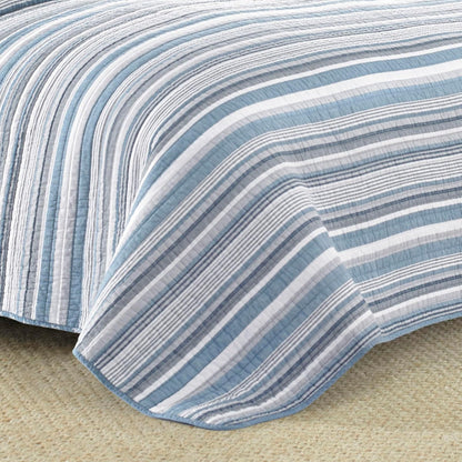Nautica - Juego de edredón para Todas Las Estaciones de algodón con Funda a Juego, Ligero y Reversible, King, Color Gris Jettison/Azul y Blanco