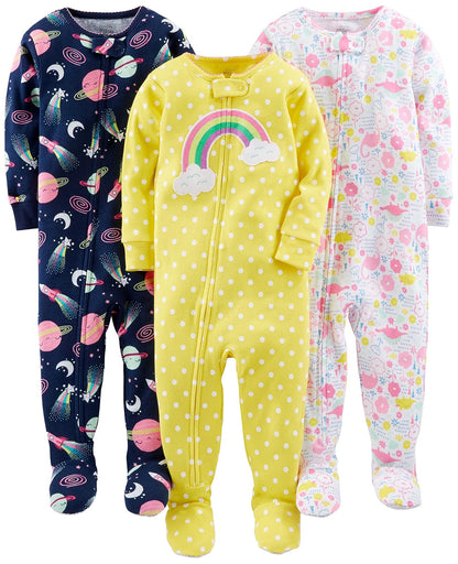 Simple Joys by Carter's 3-Pack Snug Fit Footed Cotton Pajamas Pajama Set bebés niñas