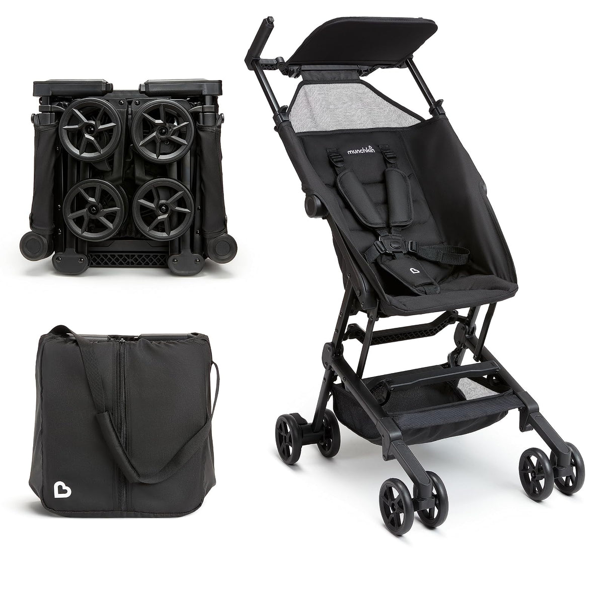 Munchkin® Sparrow™ carriola de viaje ligero ultra compacto para bebés y niños pequeños, negro