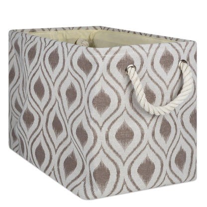 DII Cesta de almacenamiento plegable de poliéster o contenedor con asas de algodón duraderas, solución de organizador para el hogar, oficina, recámara, clóset, juguetes, y lavandería, Ikat , Ikat Stone, 17.75x12x15", 1, 1