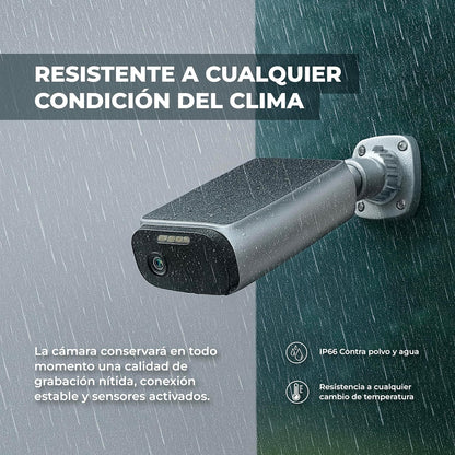 Tecnolite Connect - Cámara Solar de Seguridad Exterior WiFi Inteligente, Recargable, Inalámbrica, Panel Solar, Visión Nocturna, Compatible con App móvil y Asistentes de Voz
