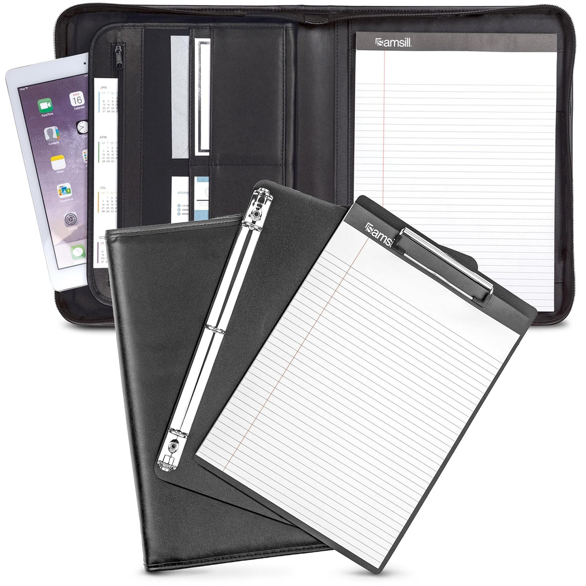 Samsill Padfolio Profesional Con Portapapeles, Carpeta de Anillos 0.5 Pulgadas y Funda Tablet 10.1