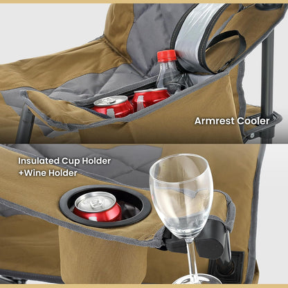 ARROWHEAD OUTDOOR - Silla Plegable portátil de Lujo con reposacabezas, Vidrio y portavasos, Enfriador de 6 latas, Bolsa de Transporte Resistente, Capacidad de Peso de 550 Libras