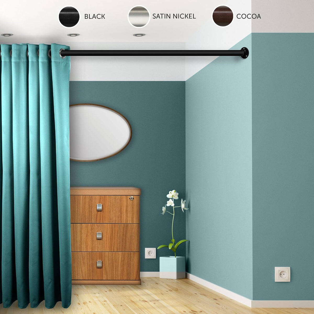 RUDI - Varilla separadora de habitación Ajustable para Pared (3,8 cm)