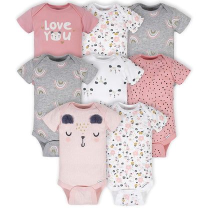 Gerber Body de Manga Corta para Bebé, Paquete de 8 - 6-9 Meses - Rosa 10 piezas