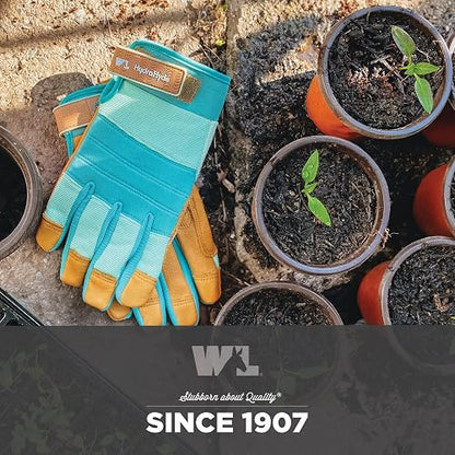 HydraHyde - Guantes de jardinería de piel resistente al agua para mujer, talla pequeña (Wells Lamont 3250)