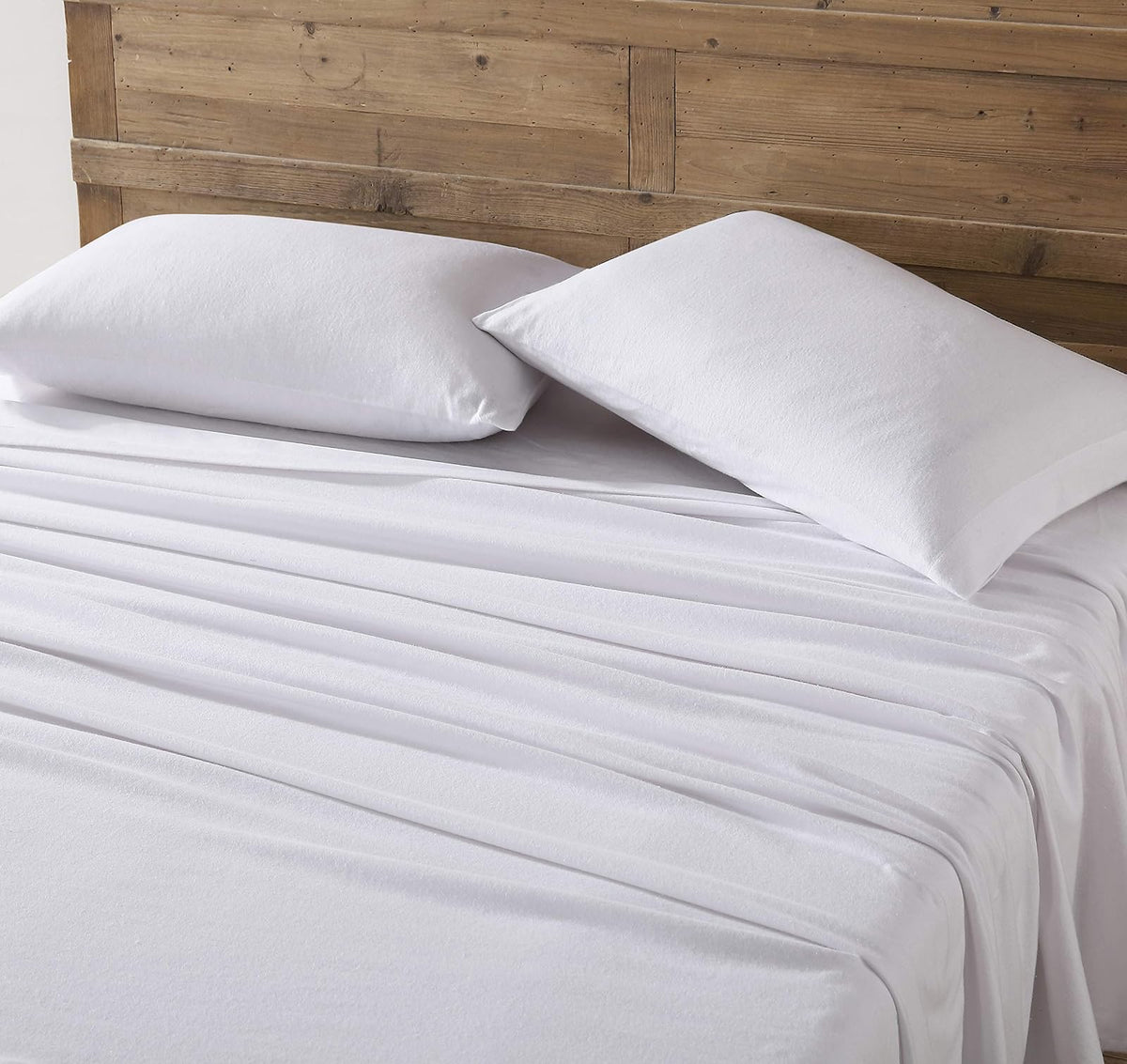 Eddie Bauer - Juego de sábanas matrimoniales, Franela de algodón, Cepillado para Mayor suavidad, decoración acogedora del hogar (Blanco, matrimonial)