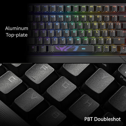 ASUS ROG Strix Scope II 96 Teclado Mecánico RGB Teclas PBT para FPS y MOBA | Inalámbrico tri-modo (2.4GHz/BT/USB-C), formato 96%, switches ROG NX Snow lineales hot-swap, teclas PBT, RGB, hasta 1500h