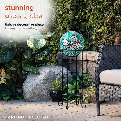 Alpine Corporation Globo de Vidrio de Mosaico de 10" de Diámetro para Interior/Exterior para Observación de Jardín, Diseño de Dúo de Libélulas