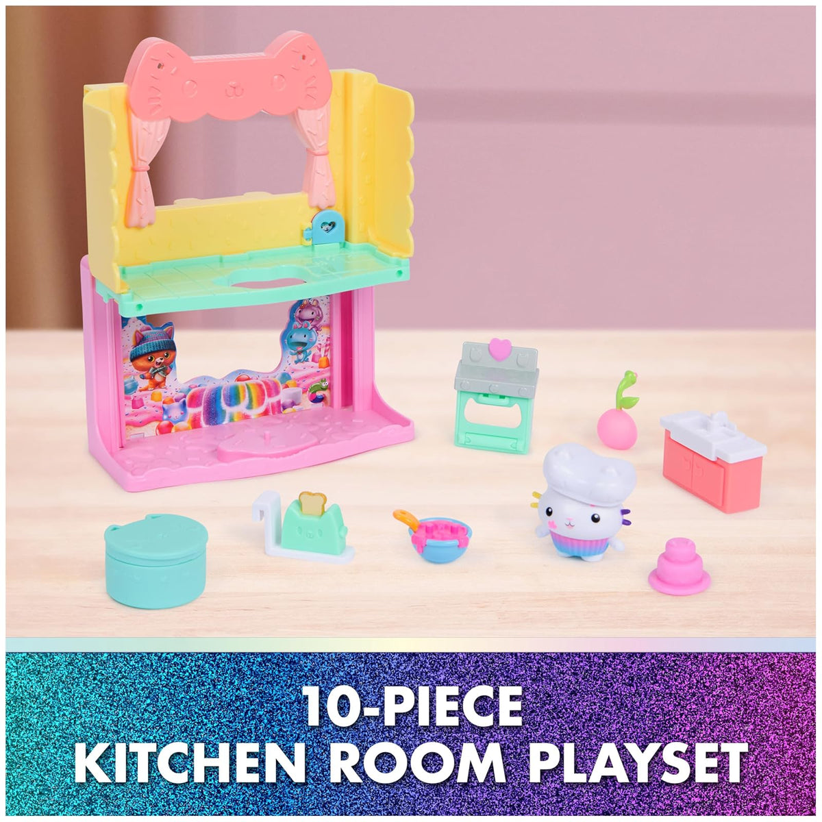 Gabby's Dollhouse: The Movie, Cakey's Sprinkle Cake-Tastic Kitchen, Toy Figure, & Dollhouse Accessories, Kids Toys for Girls & Boys Ages 3 and Up