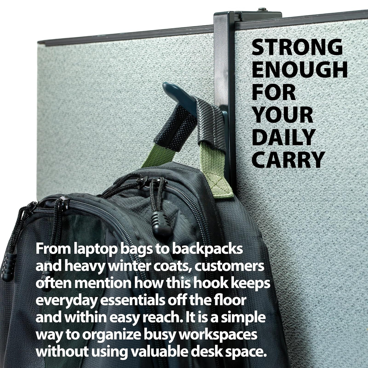 Officemate 22005 Over the Panel Double Door Hooks, charcoal