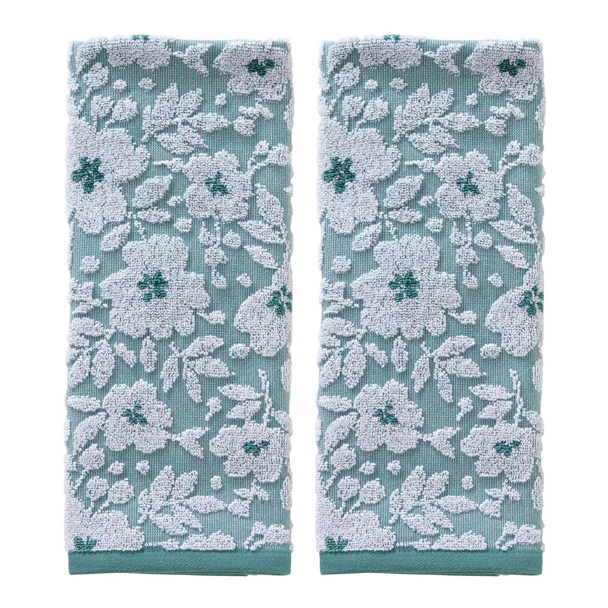 SKL Home - Juego de Toallas de Mano de Jacquard Floral, Color Verde Musgo, 2 Unidades
