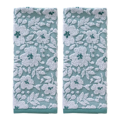 SKL Home - Juego de Toallas de Mano de Jacquard Floral, Color Verde Musgo, 2 Unidades