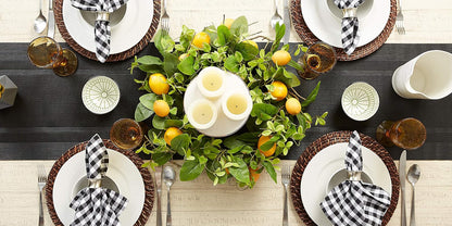 DII Everday, Easy to Clean Indoor/Outdoor Woven Vinyl 14x72" Double Border Table Runner, Black