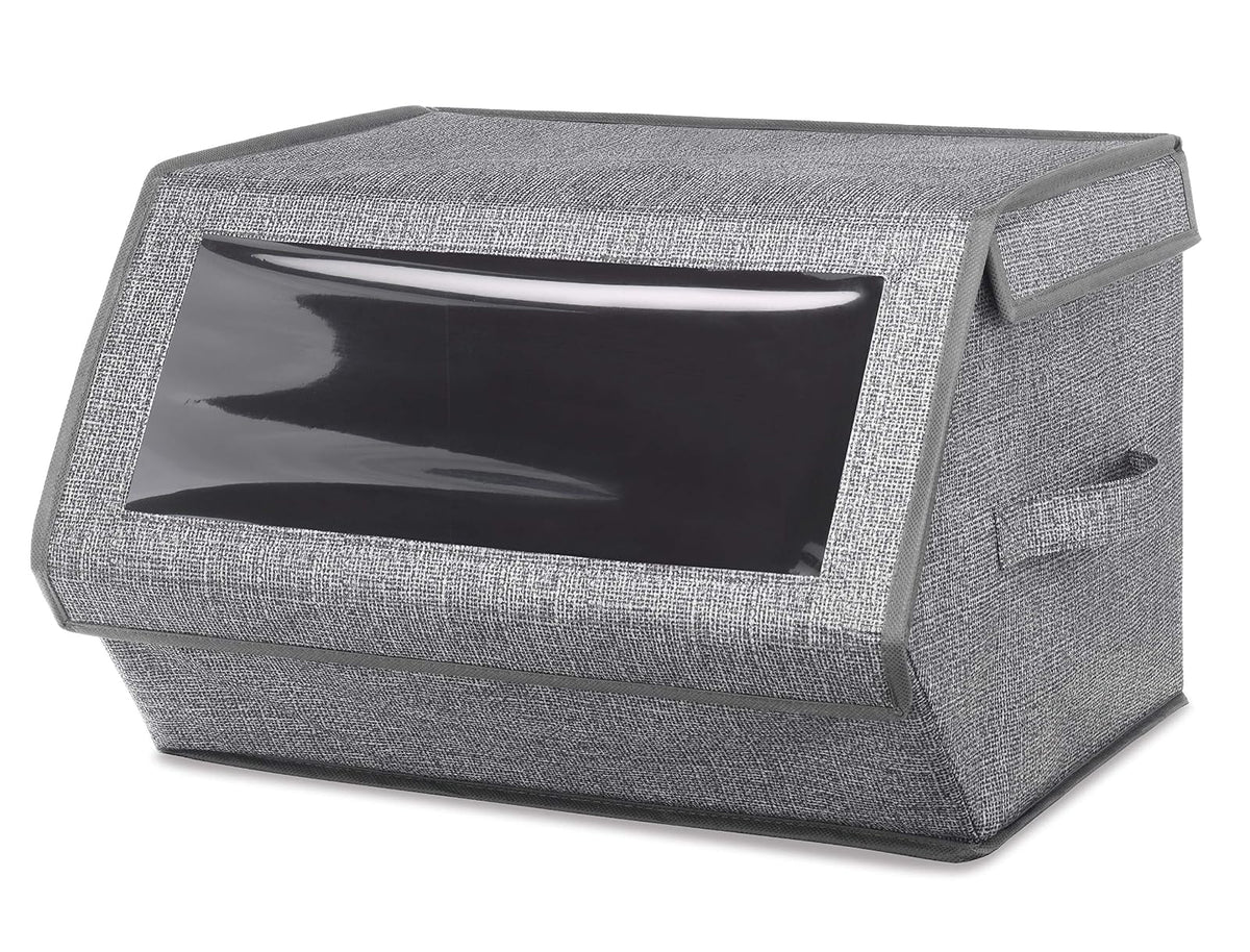 Whitmor - Caja de Almacenamiento apilable con Ventanas, Gris Sombreado, 1