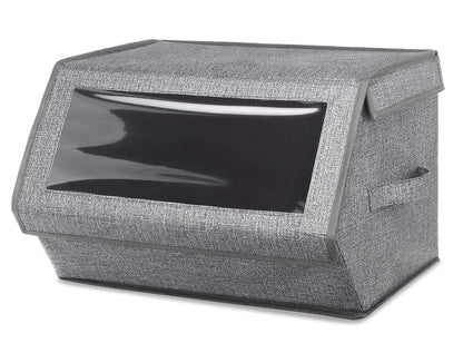 Whitmor - Caja de Almacenamiento apilable con Ventanas, Gris Sombreado, 1