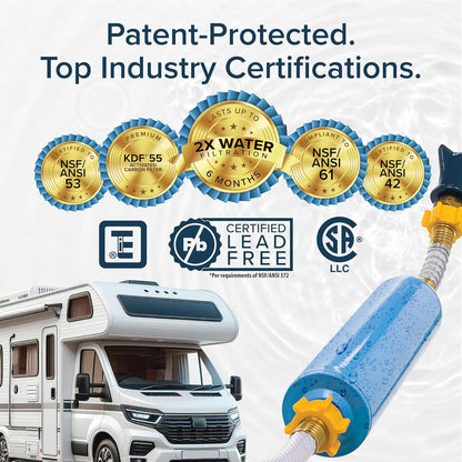 Camco Filtro de Agua Extra Grande: Reduce Mal Sabor, Olor, Sedimentos, Bacterias y Cloro - 1 Unidad - Filtro de Agua Potable para Caravana y Barco - Certificado Sin Plomo - 40019