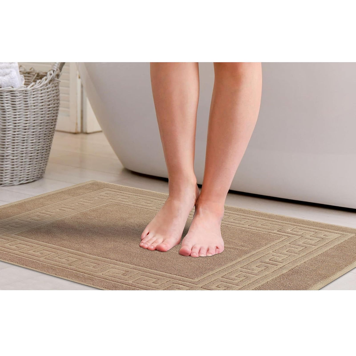 Superior, 100% Premium Long-Staple Combed Cotton, 2 Piece Bath Mat Set, Taupe