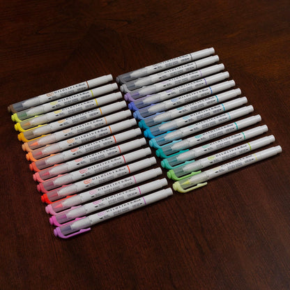 Zebra Pen Mildliner - Bolígrafo de doble punta, punta de pincel y puntas, colores de tinta surtidos, paquete de 25, multicolor (79125)
