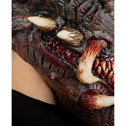 Ghoulish Productions Máscara De Látex Wrath, Accesorio Látex Cosplay Demonio Guardián, Disfraz Aterrador para Halloween y Fiestas Temáticas, Cosplay Demonio Guerrero, Diseño Artesanal Head Mask