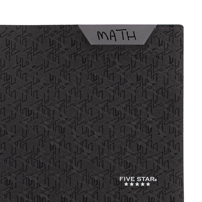 Five Star - Carpeta de 2 bolsillos, carpeta de plástico con pestañas permanentes, se adapta a carpetas de 3 anillas, soporta papel de 8-1/2 x 11 pulgadas, negro (333420G-ECM)