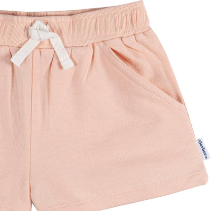 Gerber Paquete de 3 Pantalones Cortos de Punto Pantalones Cortos Informales para Bebé-Niñas