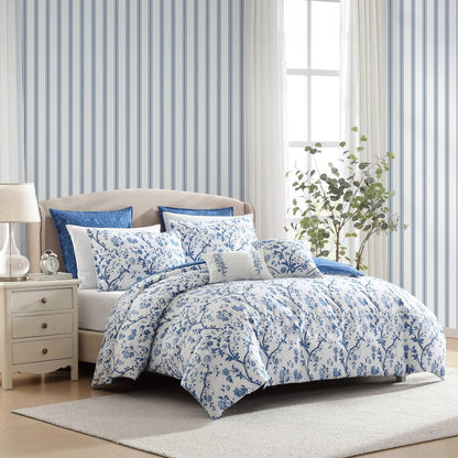 Laura Ashley Elise Bonus Comforter Set, King, Blue