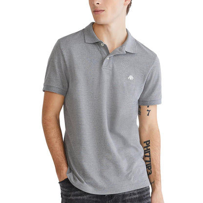 Aeropostale Polo de Piqué para Hombre - XXL - Gris claro jaspeado