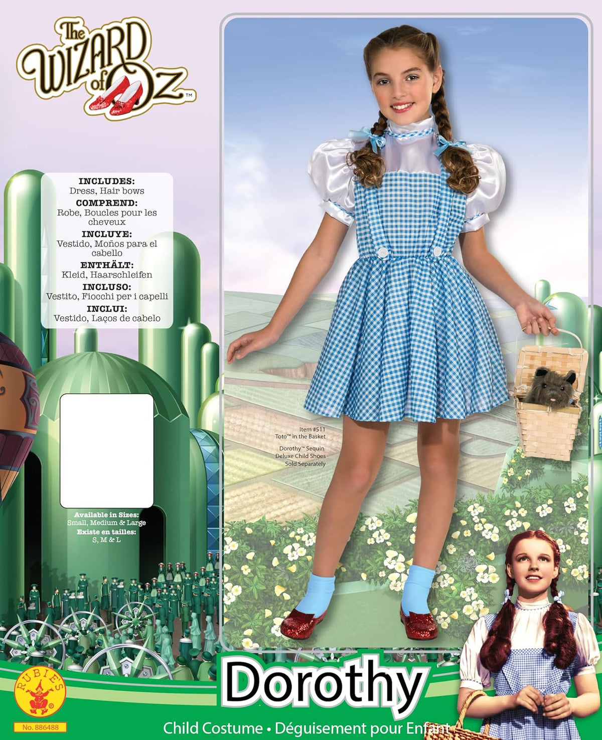 Disfraz de Dorothy de Wizard of Oz para niño, Un Solo Color, Pequeño