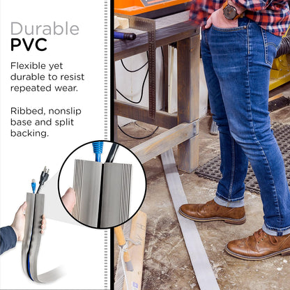 Cordinate, Cubierta para Cable de Piso de 1.8 m (6 pies), Protector de Goma, Perfil Bajo, Protector de Cables, Ocultador de Cables, Organizador de Cables, Gris, 47348