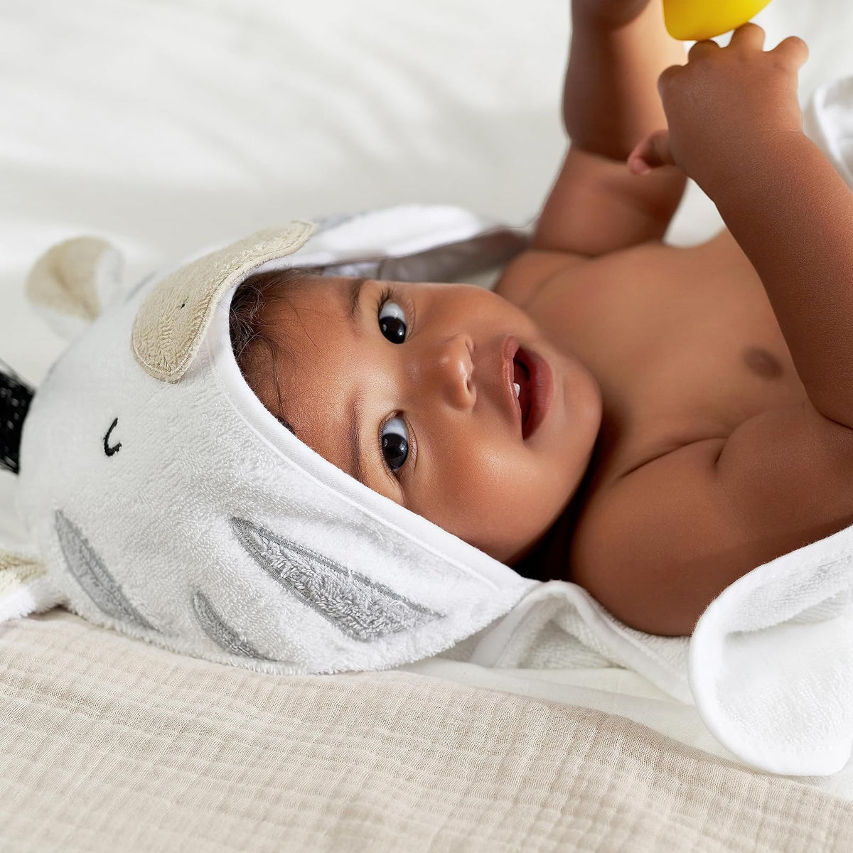 Gerber Baby - Juego de 4 Toallas con Capucha y paño de Toalla con Capucha y diseño de Animales, Cebra Gris, Talla única