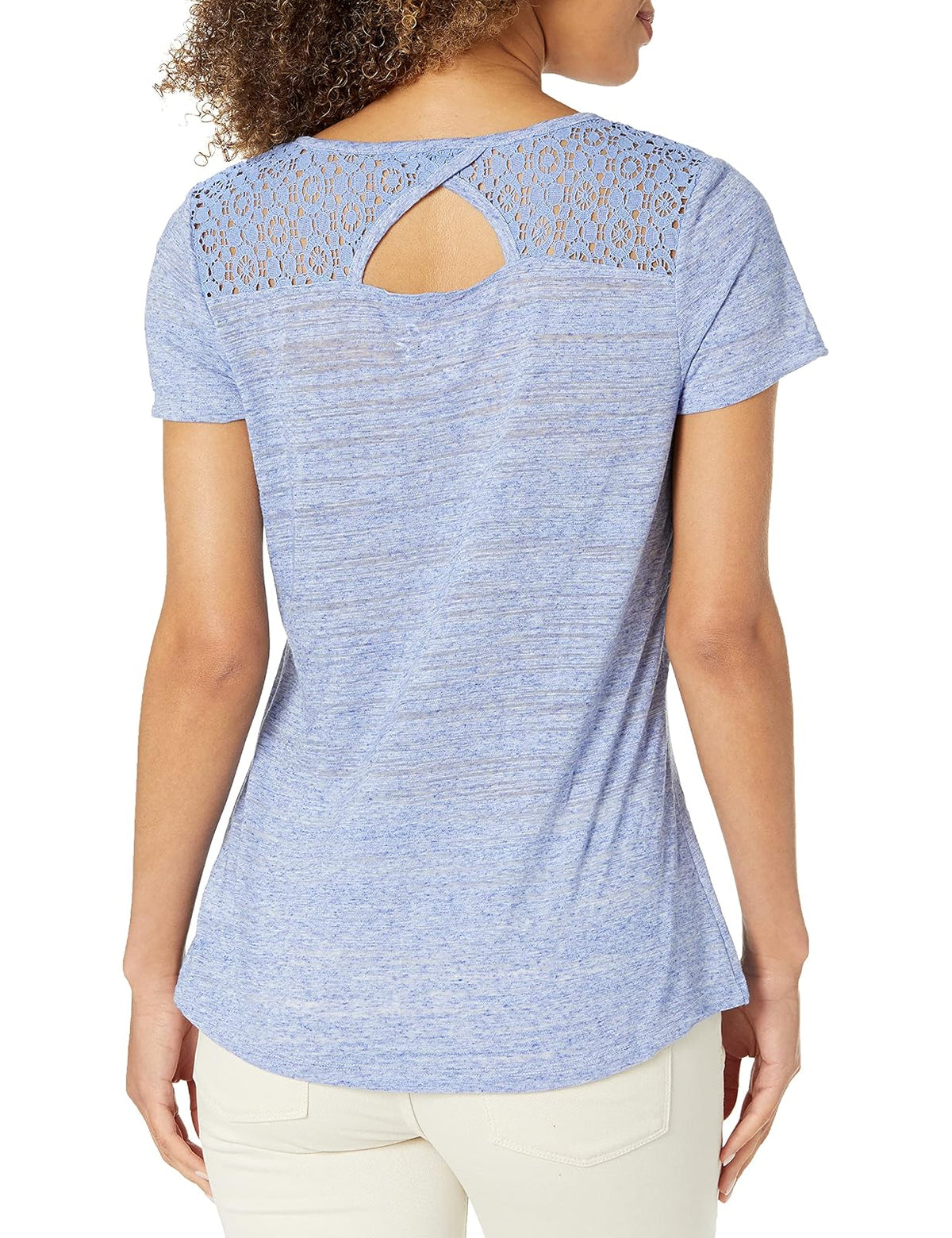 Hanes Short Sleeve Peasant Lace tee Blusas Mujer