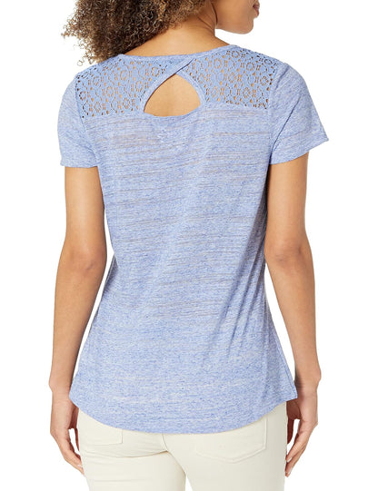 Hanes Short Sleeve Peasant Lace tee Blusas Mujer