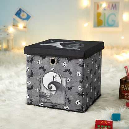 Idea Nuova The Nightmare Before Christmas cubeta de almacenamiento plegable con tapa extraíble, 10 x 10 x 10 pulgadas Organizador de tela para artículos esenciales