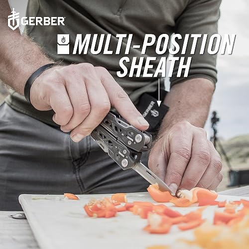 Gerber Gear Truss Multiherramienta 17 en 1 con cuchillo de bolsillo y alicates de punta de aguja, regalos para hombres, equipo EDC compacto, negro con funda estándar