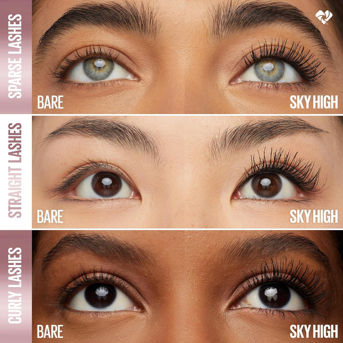 Maybelline Sky High Cosmic Black Máscara de Pestañas, Dura 24H, Lavable