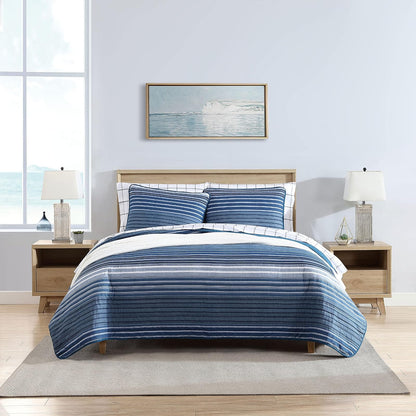 Nautica - Juego de edredón King de algodón Reversible con Fundas a Juego, Juego de Ropa de Cama para Todas Las Estaciones (Azul Coveside, King)