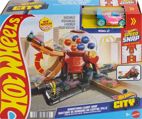 Hot Wheels City Pista de Juguete Tienda de Dulces para niños de 3 años en adelante