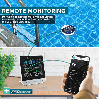 La Crosse Technology LTV-Pool-INT Termómetro Digital inalámbrico para Piscina