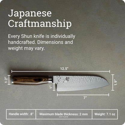 Shun Premier Cuchillo de chef, Santoku, 7" (17.5 cm), Plateado, 17,78cm
