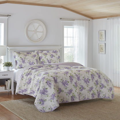 Laura Ashley - Juego de colcha Keighley 221050 Twin Lilac