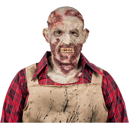 Ghoulish Productions Máscara Zombie Hyper de Látex con Cuello Integrado | Diseño Hiperrealista Pintada a Mano para Halloween Cosplay Terror Fiestas | Beige Talla M