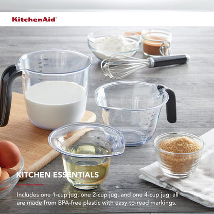 KitchenAid KQ298OSOBA Gourmet - Juego de 3 jarras medidoras, ónix