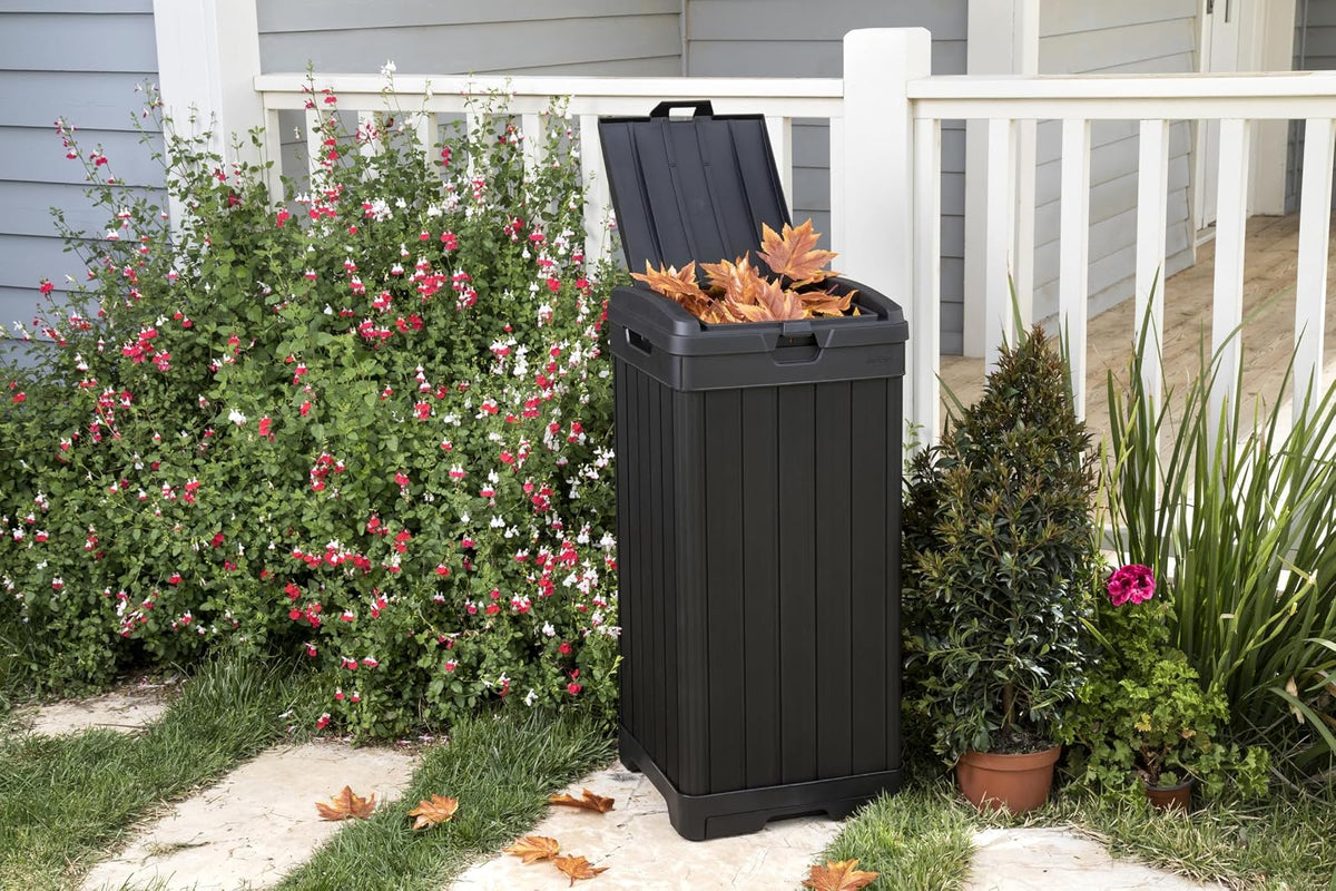 KETER Bote de Basura Baltimore Trash Can, Cesto para Jardin y Exteriores